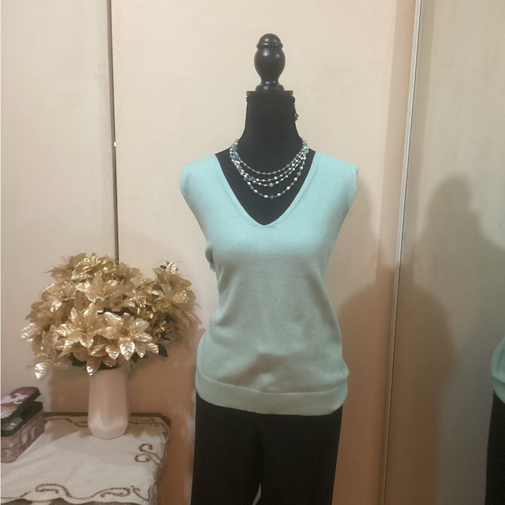 NWT GAP Mint Green Sleeveless V-Neck Sweater